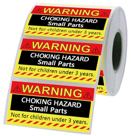 Choking Warning Labels,1x 2 Inch Choking Warning Hazard Labels, Red Yellow Small Parts Suffocation Warning Stickers Not for Children Under 3 Years Labels for Packing Shipping (500 Pcs)