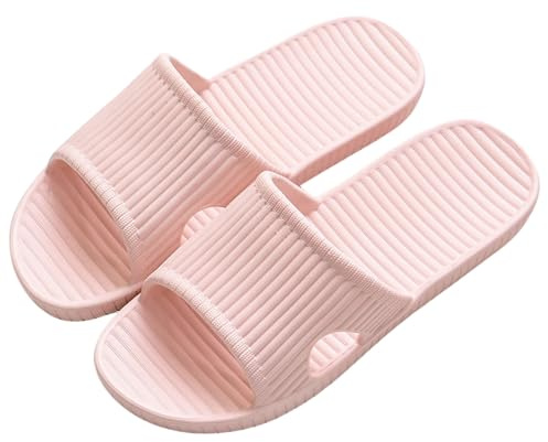 Czgcpyc Sandales de Douche, Pantoufles de Douche Antidérapantes Sandales de sol Intérieures et Extérieures Chaussures de Bain en Mousse Souple Unisexe, EU 37/38, Rose