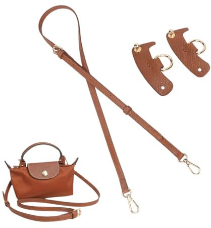 WeddHuis Tracolla Regolabile per Borse,Tracolla per Longchamp Borsa Donna,Cinghie di Trasporto in Pelle Giallo-Marrone per Longchamp Mini Bag Straps,Estensione Della (Larghezza della tracolla 0,9 cm)