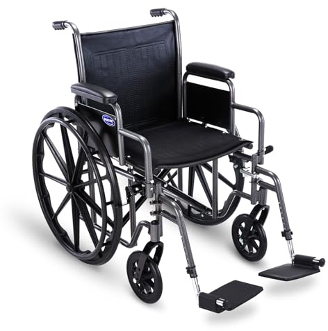 Invacare Wheelchairs for Adults, Removable Padded L-Shaped Desk Arms, Swing-Away Footrest, Portable Folding Lightweight Wheel Chair, Vinyl Upholstery, 18 Inch Seat, Essential EX1 Manual Wheelchair