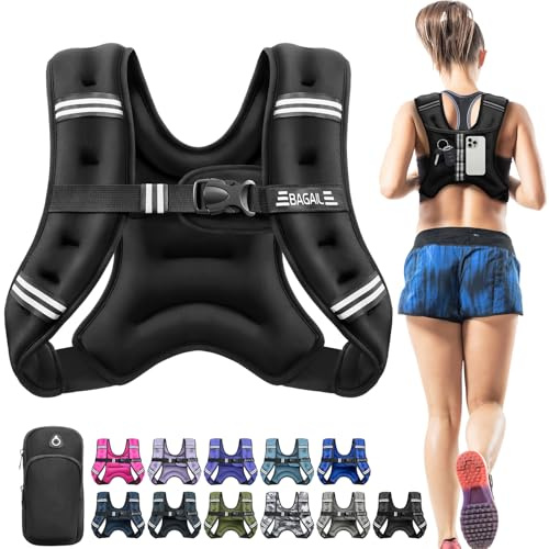 Bagail Gilet Appesantito Per l'Allenamento Della Forza, Misura Del Busto Regolabile, Comoda Tasca, Gilet Appesantito Con Sabbia di Ferro, Ideale per la palestra, lo yoga e l'aerobica