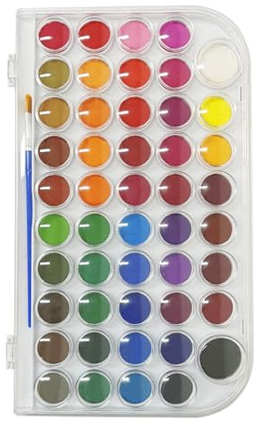 48 Colors portable Watercolor Paint Set ，Reusable Watercolor Paint and Palette with a Brush ，Travel Painting Set for Artists, Amateur Hobbyists and Painting Lovers