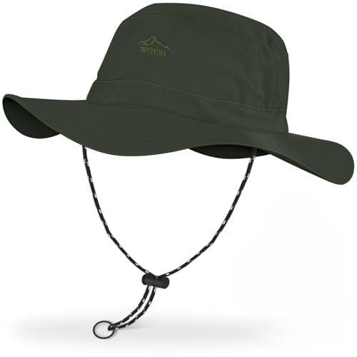 BROTOU Solhatt män kvinnor, UV-skydd UPF 50+ Boonie-hatt med brett brätte, vikbar safari-hatt vandringshatt solskydd och vattentät vandringshatt buskhatt sommarhatt för utomhus och bergsport, Militär