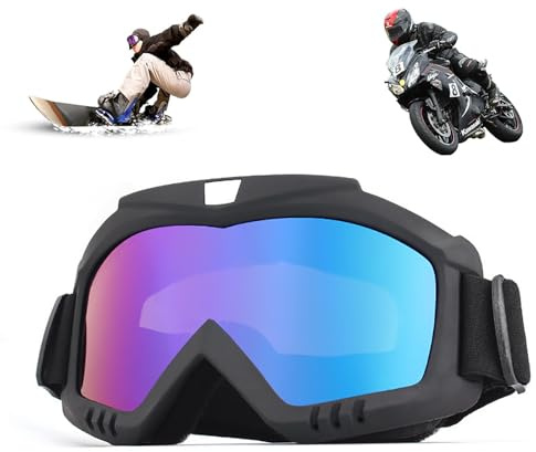 xlwen Lunettes de Ski pour Hommes Femmes,Lunettes de Cross de réglables,Lunettes Moto Coupe Vent Lunettes de Ski d 'anti-UV d'anti-buée Coupe-Vent pour Activités Extérieures