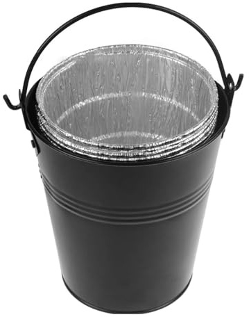 VBESTLIFE 12 Pack Fettfoder och 1 Pack Svart Hink, Kompatibel för Traeger -serier och Andra, Grilltillbehör Droppfackfoder