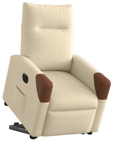 Mimdixy Sillón de cine sillón reclinable individual, sillón de relax con ayuda para levantarse tela crema eléctrica, para sala de estar, dormitorio, cine en casa,rápido de instalar