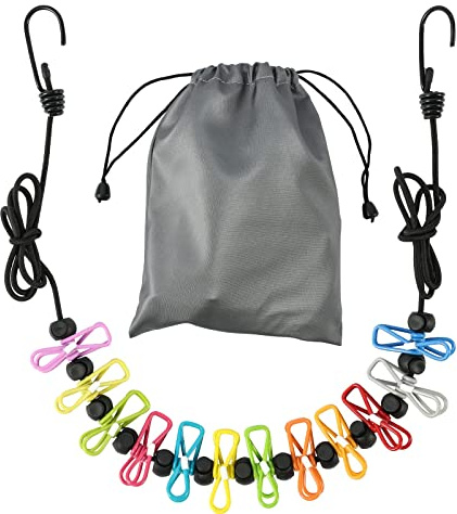 Filo Sstendibiancheria da Viaggio con 12 Clip, Filo per Stendere da Viaggio Elastico, Stendibiancheria Portatile da Viaggios, Stendibiancheria da Viaggio, Ideale per Outdoor, Vacanza, Camper (colore)
