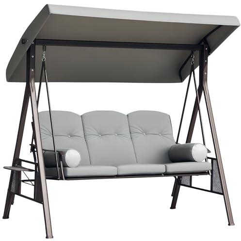 Outsunny Balancín de Jardín Exterior de 3 Plazas 206x116x183 cm Gris