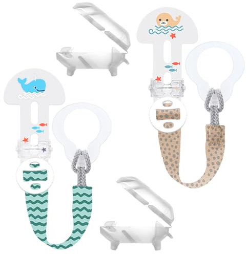 MAM Clip it ! Fashion & Cover Schnullerband Schnullerkette mit Saugerschutz // 2er Set Uni // längenverstellbar, waschbar