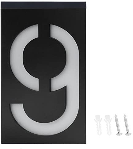 lyrlody Luz LED con Número de Casa Solar, Números de Jardín, Señal de Dirección con Energía Solar, Placas LED Iluminadas para Exteriores Y Arte de Pared Iluminado para Home Yard Street(Número 9)