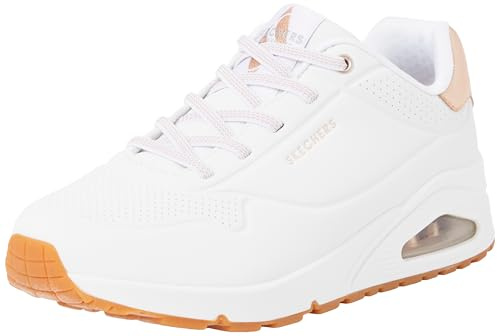 Skechers Women's UNO Shimmer Away Sneaker, White, 7 UK