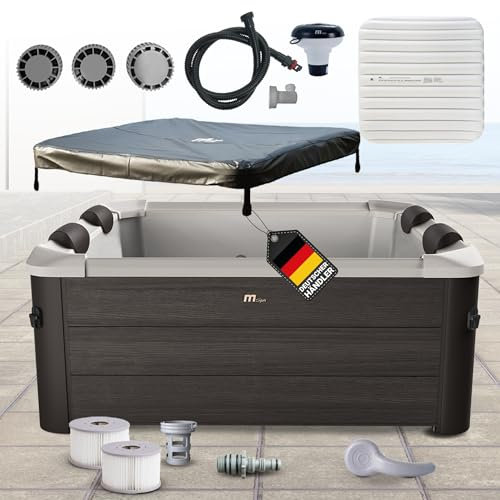 Miweba Whirlpool MSpa Tribeca mit Fester Außenwand | Pool mit App Steuerung | Spa für 6 Personen | 160x160x65cm | 120 Massagedüsen | Ganzjähriger Einsatz Winterfest | In & Outdoor Pool | Aufstellpool