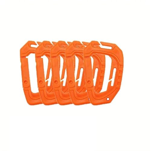 SRKATI Metalldetektor Detektorzubehör 5Pcs Big D-typ Kunststoff Stahl Taktische Schnell Haken Hängen Schnalle Clip Outdoor Camping Tasche Werkzeug Zubehör(Orange-5pcs)