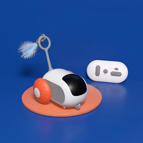 Gerbala Juguete interactivo para gatos, autoempleo con mando a distancia, pelota inteligente para gatos con 2 modos, ratón eléctrico para mascotas, USB recargable (naranja)
