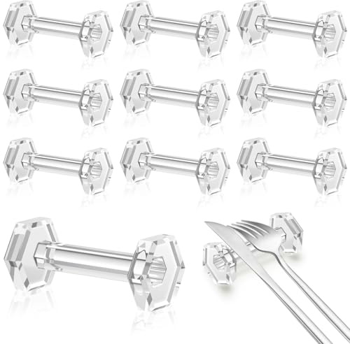 10 Pcs Crystal Acrylic Dumbbell Cutlery Holder Gift Set High Transparent Knife Chopstick Spoon Holder Restaurant Supplies for Placing Tableware Table Decoration Wedding Housewarming Favor Gifts