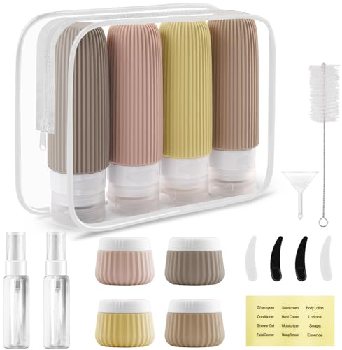 Foydream 18 Piezas Botes Viaje Rellenables, Kit Viaje Higiene Reutilizables, Travel Bottles con Etiqueta Puede Utilizar para Rellenar Cosméticos, Artículos de Aseo y Otros Líquidos o Ungüentos