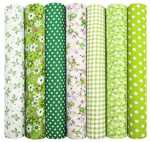 Aucuu 7 st feta kvarter tygpaket, 50 cm x 50 cm tygpaket, quiltning bomull, bunt quiltning hantverk FA-BRIC, förskuren påsk och vårbomull FA-BRIC för gör-det-själv-hantverk, sömnad, lapptäcke