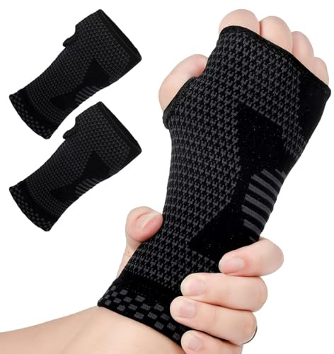 Maltvie 2 Pcs Compression Wrist Brace for Carpal Tunnel & Pain Relief – Adjustable Wrist Support Sleeves for Left and Right Hand – Ideal for Sports, Typing, Arthritis, and Daily Use