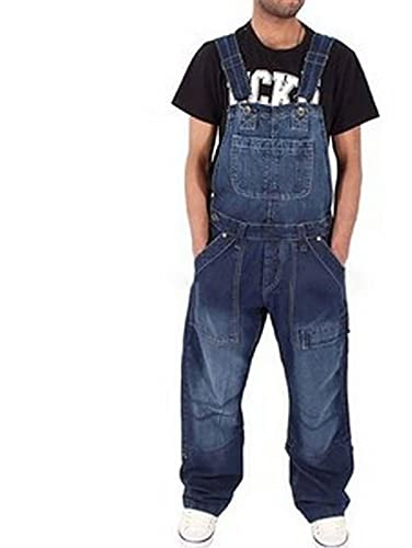 Hängselbyxor herr jeans långa, arbetsbyxor herr hängselbyxor stretch cargobyxor med fickor fritidsbyxor extra starka utomhusbyxor breda säckiga byxor oversize arbetshängselbyxor lösa arbetsbyxor