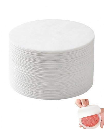 KQOZG Fogli Carta Oleata Antiaderente per Hamburger 100 Pezzi Rotondi 12 cm per Pressa & Smash Burger – Separatori per Patties Perfetti, Ideali da Congelare
