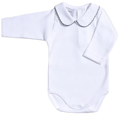 BABIDU Body Neonato a Maniche Lunghe in 100% Cotone, Tutina Neonato Realizzato in Tessuto Morbido, Traspirante e Anallergico per Pelli Sensibili, Body in piqué con Collo a Polo, Abbigliamento Unisex