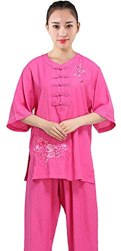 Daoba Mujer Ropa De Tai Chi Tang Traje de Artes Marciales Kung Fu Uniformes Disfraces Manga Corta + Pantalones Verano