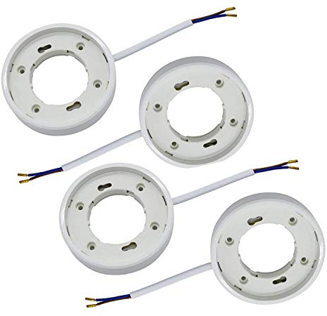 GX53 Base Lamp Holder Connector Surface Fitting Socket for Gx53 LED Lamps and CFL Bulbs with 10 cm Wire (4-Pack)