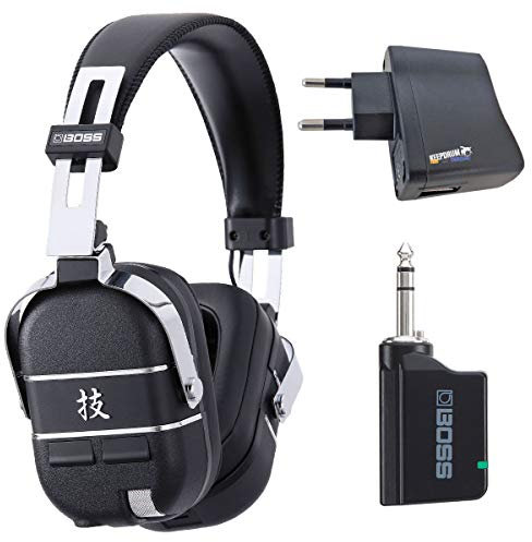 BOSS Waza-Air Wireless Guitar Headphone System + Keepdrum USB Power Supply