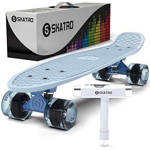 Skatro - Skateboard Mini Cruiser. Tavola completa in plastica di 22 pollici in stile Retro