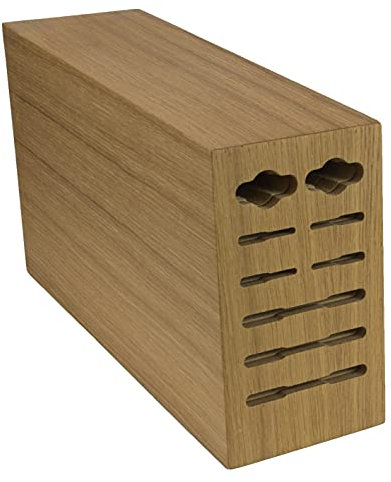 Bloque de cuchillos de madera de roble con 9 orificios, vacío