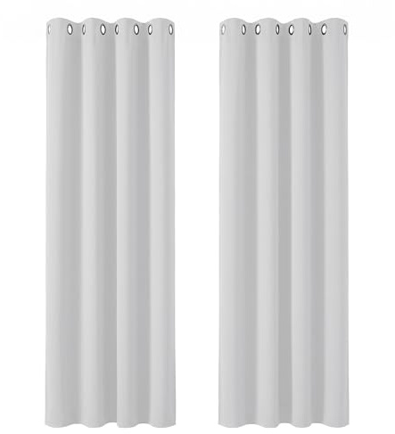 Deconovo Super Soft Thermal Insulated Eyelet Curtains Hand Made Room Darkening Curtains for Livingroom 46 x 72 Inch Silver Grey 2 Panels