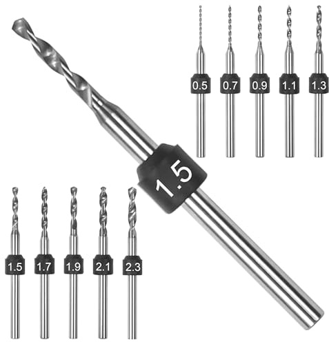 ARROWMAX Set di punte per trapano PCB, marcatura delle dimensioni, 0,5 mm - 2,3 mm, gambo da 2,35 mm, micro trapano in metallo duro, per fai da te, gioielli, ambra, perle, PCB, plastica (set B)