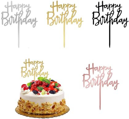 Décoration de Gâteau Heureuse,16 PCS Happy Birthday Decoration Gateau Acrylique Paillettes Cupcake Toppers Décorer Le Gâteau D'anniversaire pour Diverses Fêtes Anniversaire