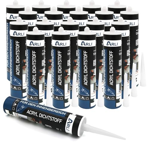 20x ARLI Acryl Dichtstoff 310ml weiß Universal Bauacryl Fugenfüller Fugendichtmasse überstreichbar für Fugen Risse Putz Beton Holz Wand & Decke Dichtmasse (20 Kartuschen)