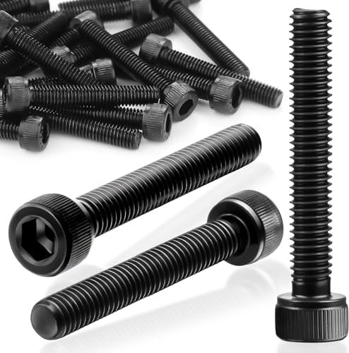 SWTYExt 60 tornillos hexagonales hexagonales, M3 x 35 mm, acero al carbono, tornillos cilíndricos con hexágono interior, rosca completa, tornillos hexagonales, color negro para elementos de fijación