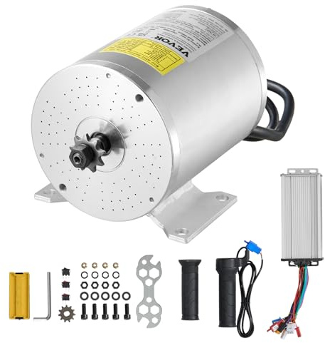 VEVOR Kit Motore Elettrico Senza Spazzole, CC 1800 W Motore Elettrico 48 V a 4500 giri/min con Regolatore di Velocità Aggiornato e Kit Impugnatura Acceleratore per Bici Elettriche, Scooter Fai da Te