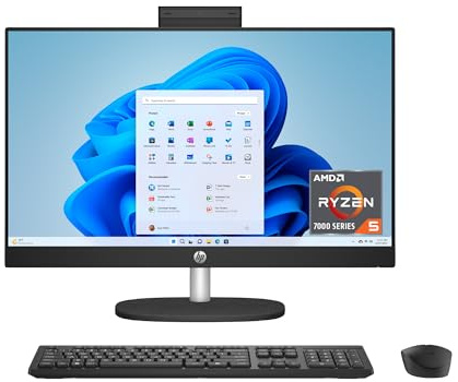 HP 23.8 inch All-in-One Desktop PC, FHD Touchscreen, AMD Ryzen 5 7520U, 16 GB RAM, 1 TB SSD, AMD Radeon Graphics, Windows 11 Home, Jet Black, 24- cr0140 (2025)