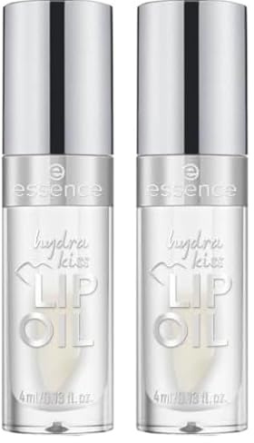 essence hydra kiss LIP OIL, Lipgloss, Nr. 07, Transparent, feuchtigkeitsspendend, pflegend, mit Ölen, glänzend, vegan, ohne Parabene, ohne Mikroplastikpartikel, Nanopartikel frei, 2er Pack (4ml)