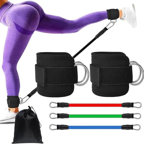 Bandas de resistencia, juego de bandas de resistencia para hombres y mujeres, entrenamiento de fitness, banda de tobillo para mujeres, piernas y glúteos, bandas de tobillo para gimnasio para (negro)