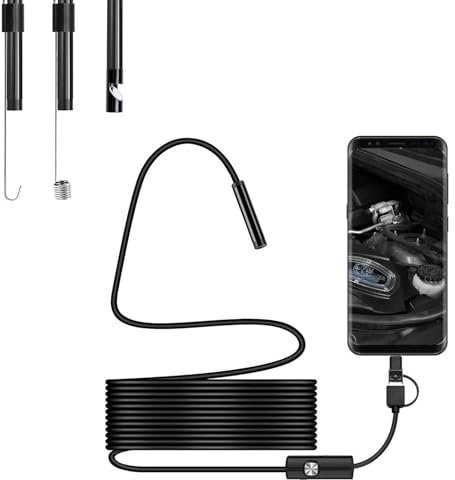 Endoscope Inspection Camera, OIHCAZ 7.0mm Endoscope Camera with Light 16.4 ft/ 5m Semi-Rigid Snake Borescope, IP67 Waterproof Sink Pipe Drain Inspect Micro USB Type-C for Android Tablet PC