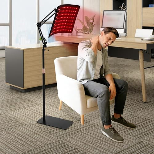 Lámpara de luz roja para cara y cuerpo, 850 nm y 660 nm, dos longitudes de onda, lámpara infrarroja, dispositivo de terapia con soporte ajustable y gafas protectoras (lámpara sin función de