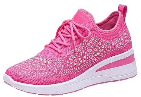 Glittriga träningsskor för kvinnor mode strass kil sneakers andningsbara slip-on promenadskor lätta sport vardag glittrande diamantsneakers damer plattformsskor för daglig fest semester