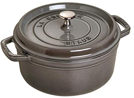 Staub Cast Iron 9-qt Round Cocotte - Graphite Grey, Made in France