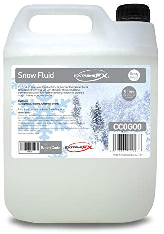 Extreme FX Super Snow Fluid 5L Premium Artificial Snow Ready to Use Fake Snow Machine Liquid Special Effects, Christmas Snow, Winter Wonderland, artificial snowflakes, for all makes of snow machine