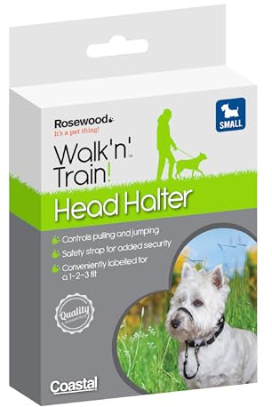 Rosewood Halter Head Dog Collar, Small – Fully Adjustable, Gentle No-Pull Training Aid, Reduces Pulling Without Neck Strain, Comfortable, Secure Fit, Ideal for Leash Training and Behaviour Control