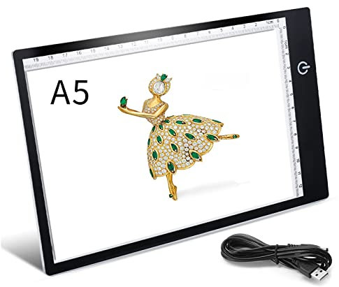 A5 LED Leuchttisch Light Pad LED Zeichnung Pad Einstellbare Helligkeit Leuchtplatte Copy Board mit USB Kabel für Künstler,Painting Lichtpad,Led Pad mit Licht（A5-Upgrade）