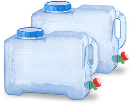 Amazing Tour Water Container with Tap Plastic, 2 x 12L Camping Water Storage Carrier Jug Water Tank for Camping, Hiking, Self-Driving Tour, Emergency Drinking Storage Kettle