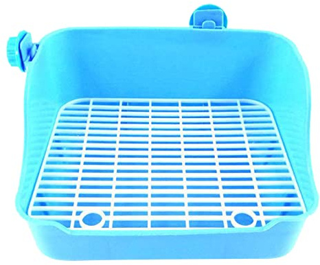 Prettyia Caja de Arena para Conejos para Mascotas, Inodoro, Jaula, Entrenador, Esquina, Orinal, Herramienta de Limpieza para Cobayas - Azul