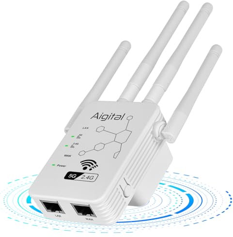 WLAN Repeater, 1200 Mbit/s WLAN Verstärker (867MBit/s 5GHz + 300MBit/s 2,4GHz) mit Ethernet, Internet Extender Booster kompatibel zu Allen WLAN Geräten-Erhöht WLAN-Reichweite-Deutsch Handbuch