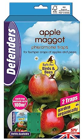 Defenders Trampa de Feromonas para Gusano de la Manzana – Paquete Doble, Recargable, Reutilizable para Cosechas Abundantes de Manzanas y Peras